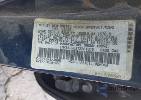 1996 Toyota Corolla from USA, damaged, VIN 1NXBA02E2TZ361303